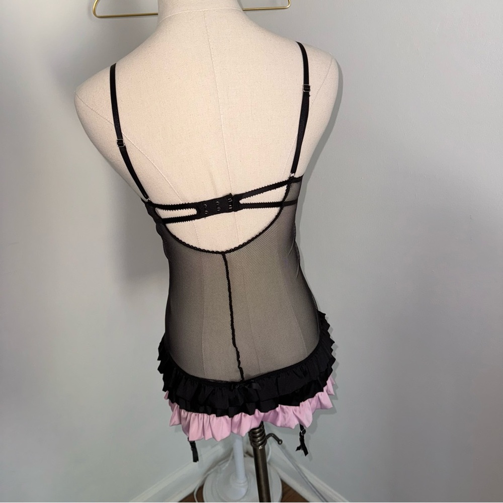 Victoria’s Secret 34B Sexy Little Things Pink Black Lingerie Baby Doll Dress - Picture 4 of 7